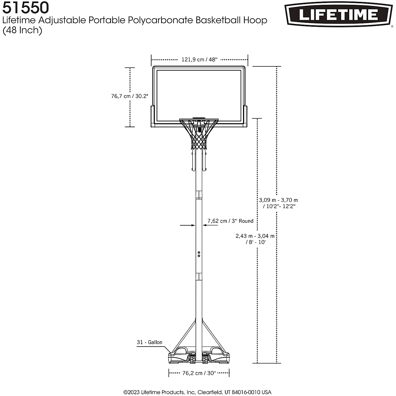 Lifetime Courtside 48 in Polycarbonate Portable Basketball Hoop