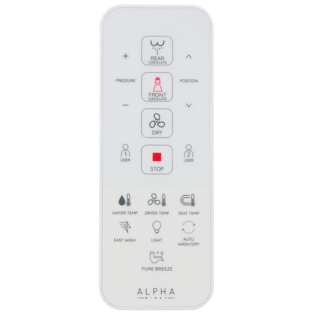 ALPHA BIDET UX Pearl Bidet Toilet Seat in Elongated White, Ultra Low Profile, Endless Warm Water, Arced Stainless Steel Nozzle