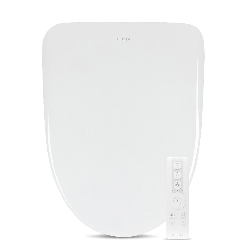 ALPHA BIDET iX Pure Bidet Toilet Seat in Elongated White | Ultra Low Profile | Endless Warm Water, Dryer