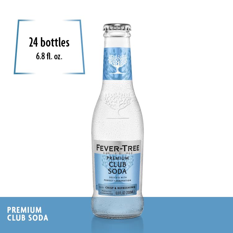 Fever-Tree Club Soda - Premium Quality Mixer - Refreshing Beverage for Cocktails & Mocktails - 6.8 Fl Oz Bottles - Pack of 24