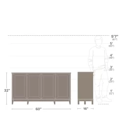 Millwood Pines 4 Panel Door Console Table Storage Cabinet with Doors and Shelves, Sideboard Storage Cabinet, White