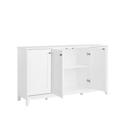 Millwood Pines 4 Panel Door Console Table Storage Cabinet with Doors and Shelves, Sideboard Storage Cabinet, White