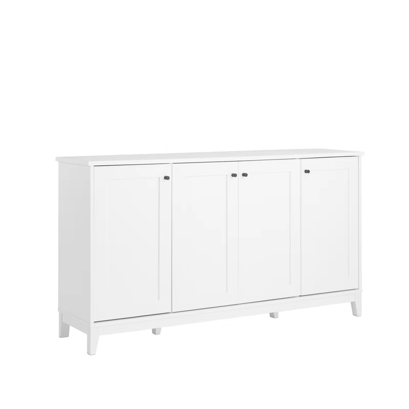 Millwood Pines 4 Panel Door Console Table Storage Cabinet with Doors and Shelves, Sideboard Storage Cabinet, White