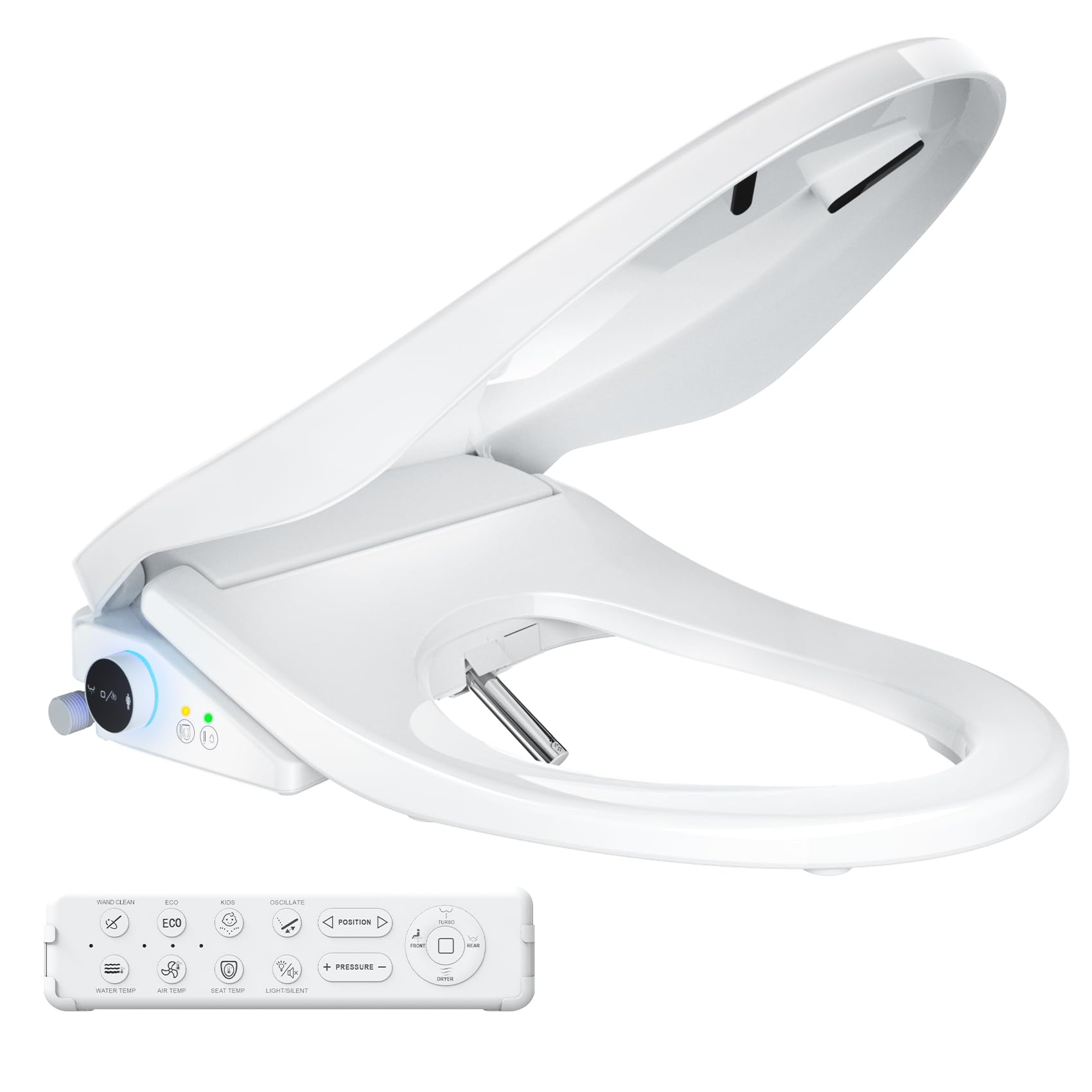 SmartWhale Electric Bidet Toilet Seat, Heated Toilet Seat Elongated with Instant Warm Water & Dryer, Feminine & Front Rear Wash