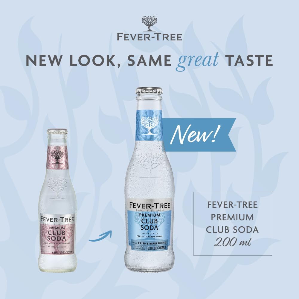 Fever-Tree Club Soda - Premium Quality Mixer - Refreshing Beverage for Cocktails & Mocktails - 6.8 Fl Oz Bottles - Pack of 24
