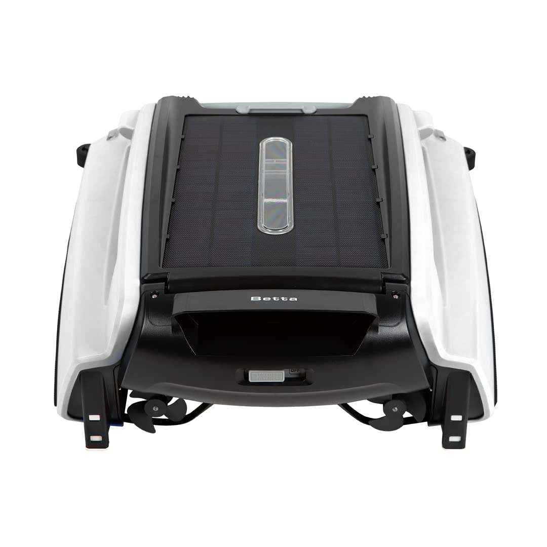 Betta SE Solar Powered Automatic Robotic Pool Surface Skimmer Cleaner with 30-Hour Continuous Cleaning Battery Power (White)
