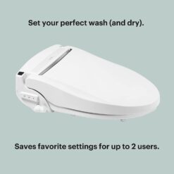 Brondell LE99 Bidet Toilet Seat, Fits Elongated Toilets, Electric Bidet with Remote, Warm Air Dryer, Strong Wash Mode