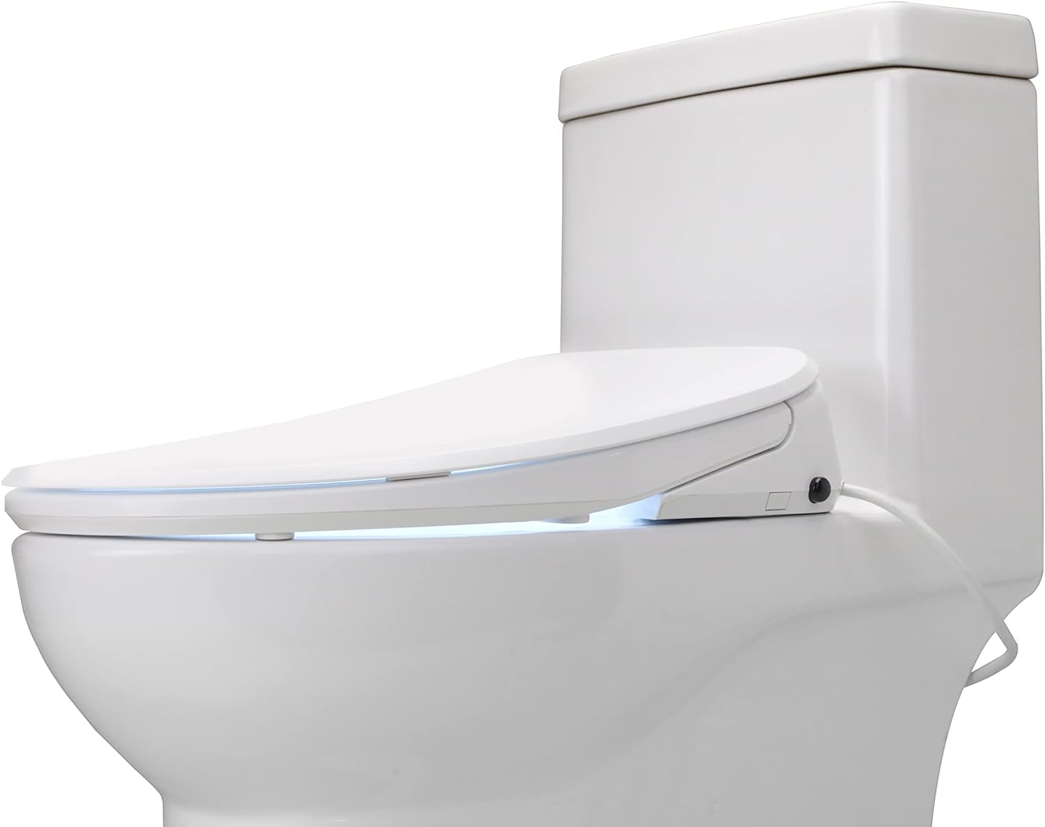 ALPHA BIDET UX Pearl Bidet Toilet Seat in Elongated White, Ultra Low Profile, Endless Warm Water, Arced Stainless Steel Nozzle