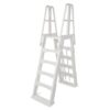 Vinyl Works SLA A-Frame 48 to 56 Inch Adjustable Above Ground Swimming Pool Ladder Entry System, White