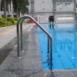Alternative view of Poolzilla Three Tread Stainless Steel Pool Ladder Entry and Exit System for In-Ground Salt Water Swimming Pools