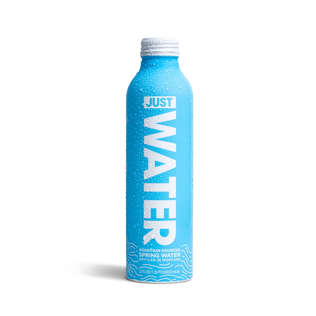 JUST Water, Premium Pure Still Spring Water in an infinitely recyclable aluminum bottle- Naturally Alkaline, 22 Fl Oz (Pack of 12)