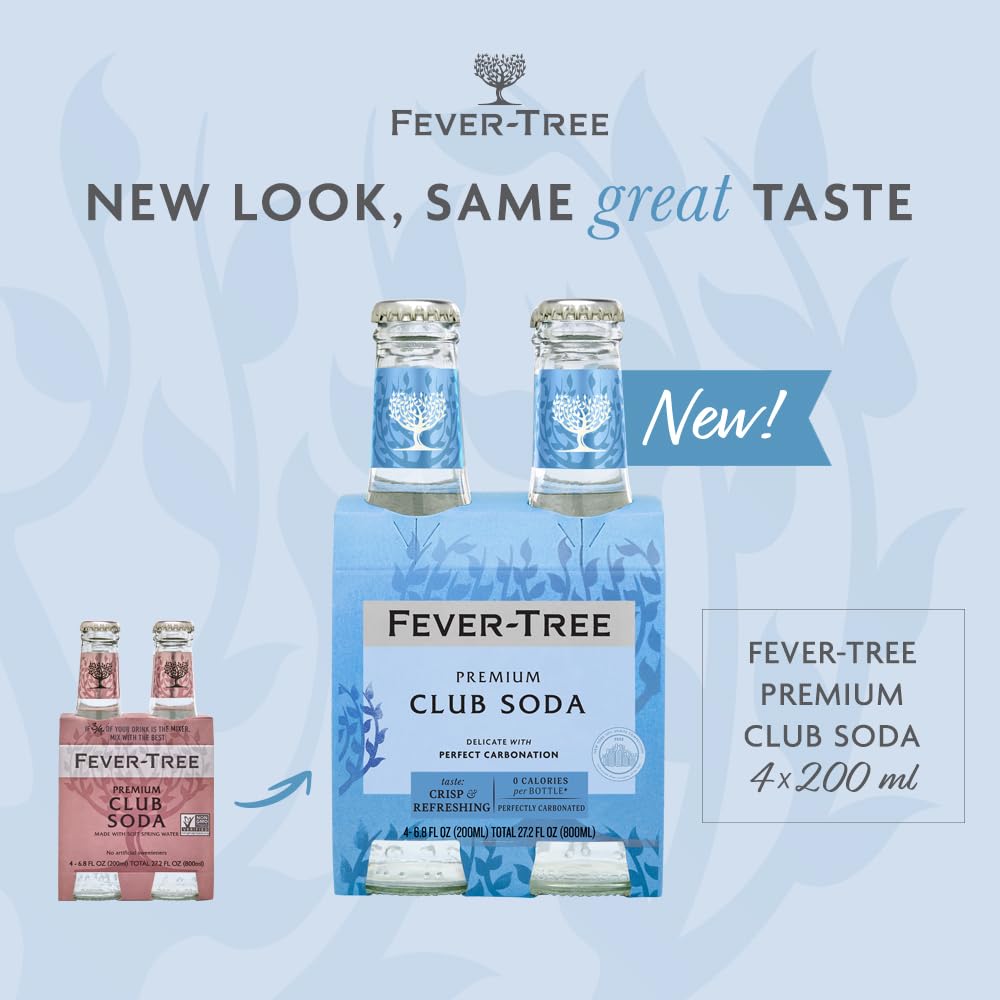 Fever-Tree Club Soda - Premium Quality Mixer - Refreshing Beverage for Cocktails & Mocktails - 6.8 Fl Oz Bottles - Pack of 24