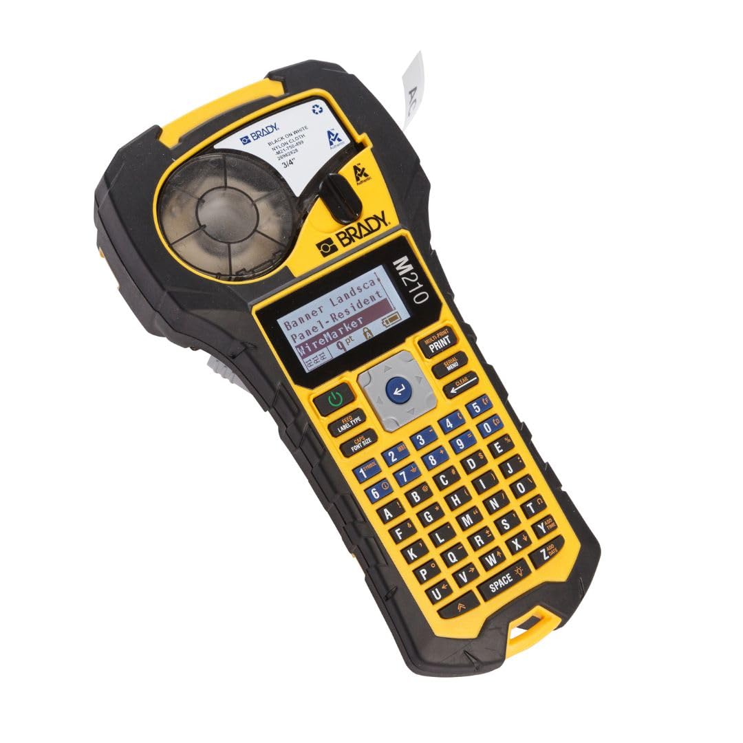 Brady M210 Portable Label Printer with Rubber Bumpers, Multi-Line Print, 6 to 40 Point Font (Replaces BMP21-PLUS Printer), Yellow/Black