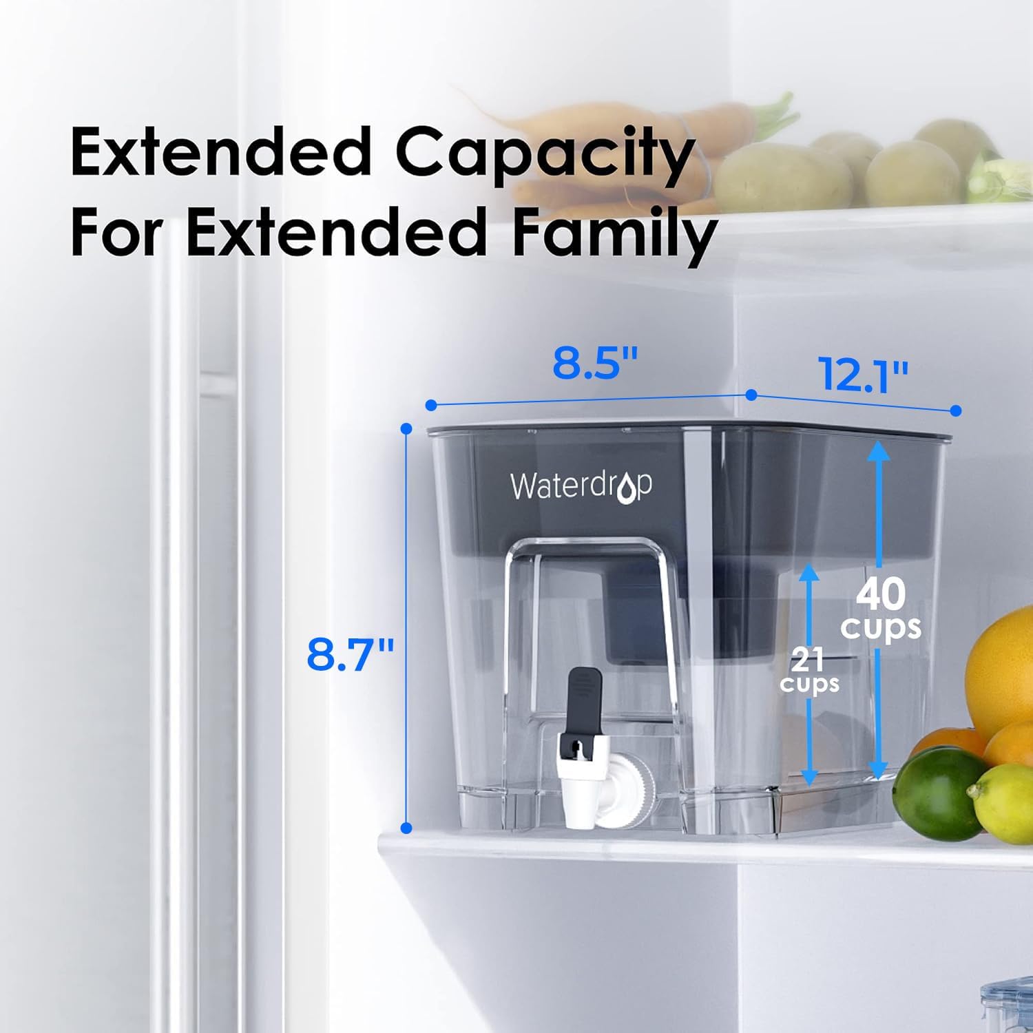 Waterdrop 200-Gallon Long-Life 40-Cup Large Water Filter Dispenser with 1 Filter, for Home and Office