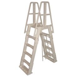 Vinyl Works SLA A-Frame 48-56 Inch Adjustable Above Ground Swimming Pool Ladder Entry System, Taupe