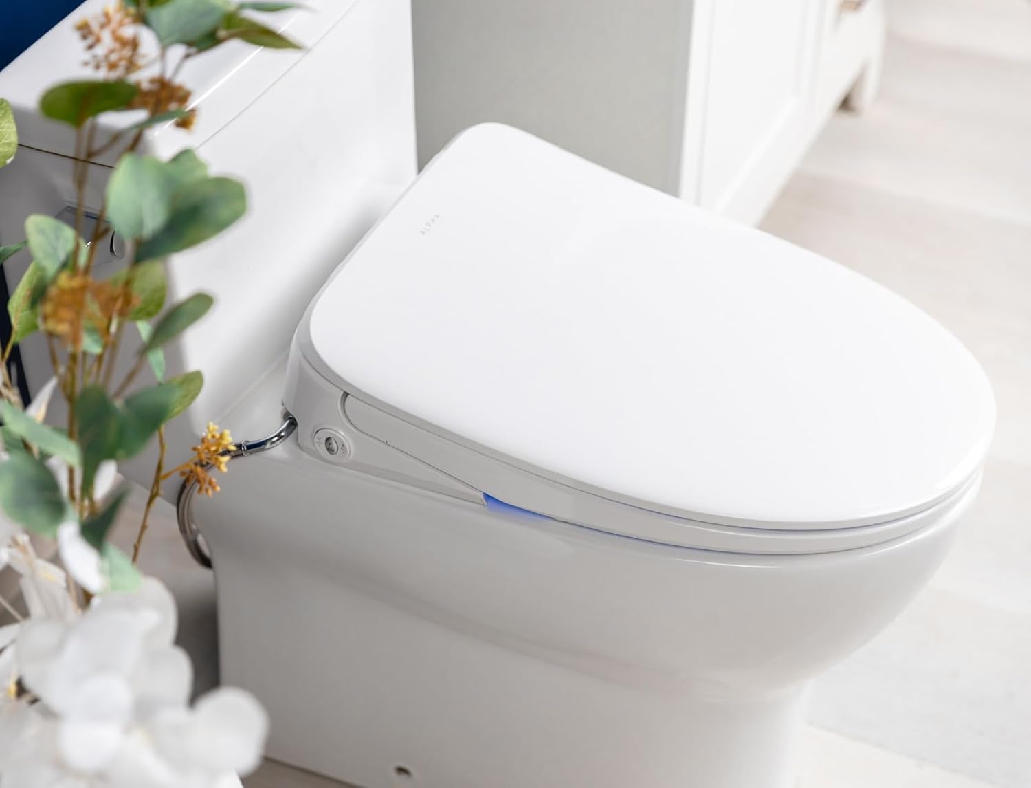 ALPHA BIDET iX Pure Bidet Toilet Seat in Elongated White | Ultra Low Profile | Endless Warm Water, Dryer