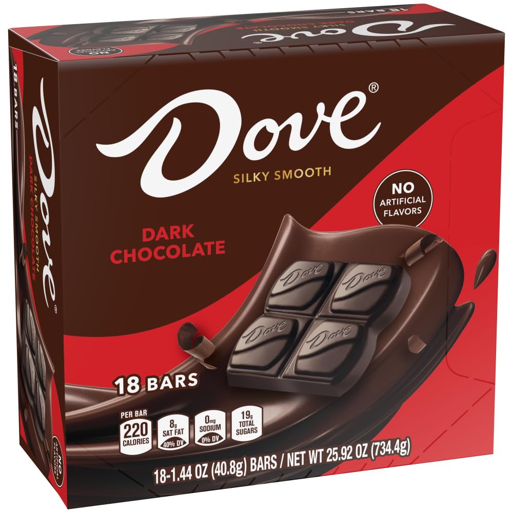 DOVE Candy Dark Chocolate Bars, Full Size, 1.44 oz (Pack of 18) Box
