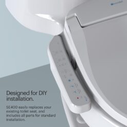 Brondell SE400-RW Swash SE400 Electric Bidet Toilet Heated Seat, Oscillating Stainless Steel Nozzle, Warm Air Dryer, Round