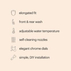Brondell Bidet Toilet Seat, Non-Electric Swash Ecoseat, Fits Elongated Toilets, White - Dual Temperature, Dual Nozzle System
