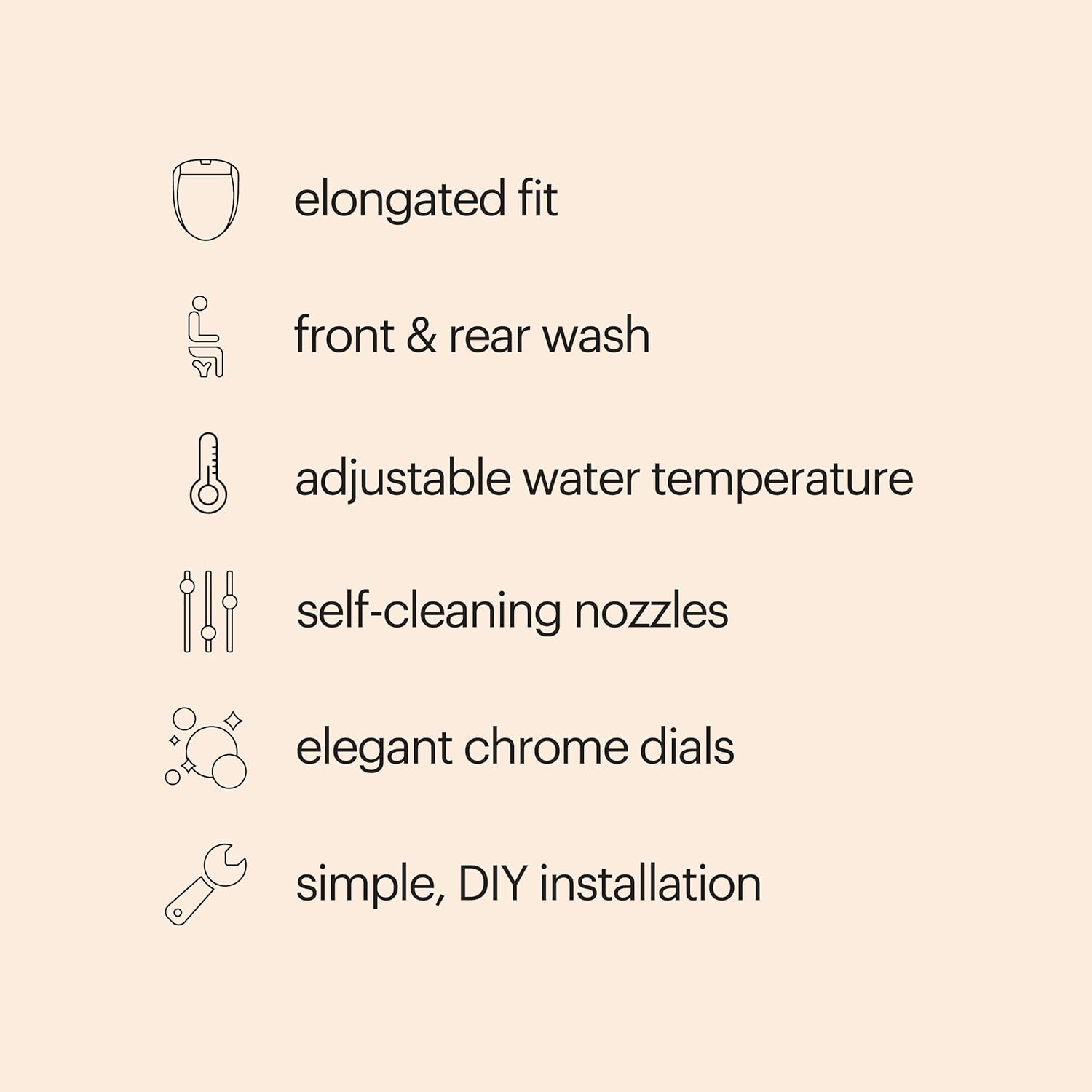 Brondell Bidet Toilet Seat, Non-Electric Swash Ecoseat, Fits Elongated Toilets, White - Dual Temperature, Dual Nozzle System