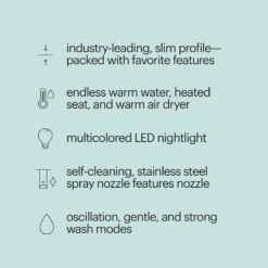 Brondell Thinline T44-EW Swash Electric Bidet Toilet Seat With Thin Profile, Heated,Remote Control, Oscillating Stainless Steel Nozzle