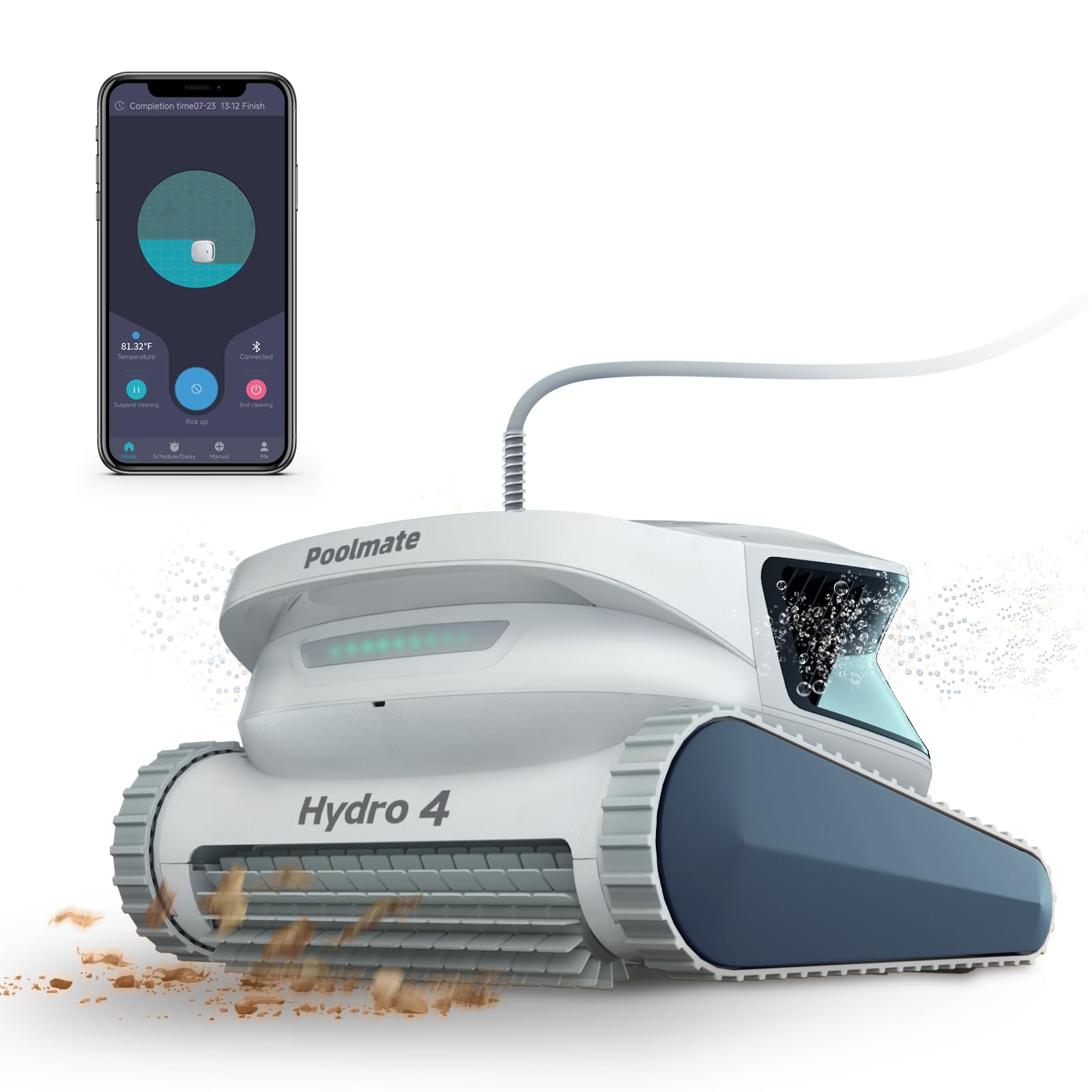 Hydro 4 Pool Robot, Pool Vacuum for Inground and Aboveground Pools, Floor, Wall and Waterline Cleaning and Scrubbing, 50' Cord