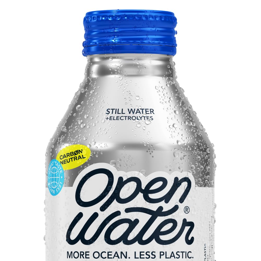 Open Water Still 16oz bottles (1 cases, 12 bottles) - Sustainable Aluminum Bottled Still Water With Electrolytes