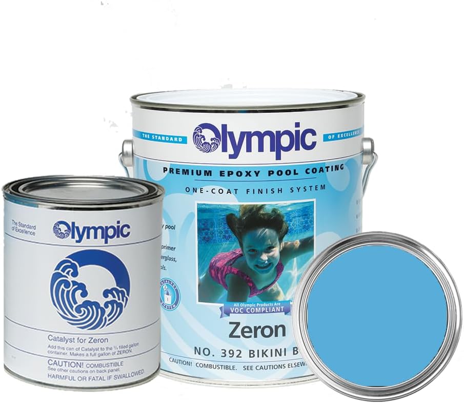 Olympic Pool Paint - Zeron - Bikini Blue - 1 Gallon - two-part epoxy swimming pool paint - one-coat for plaster