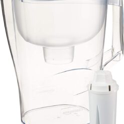Amazon Basics 10-Cup Water Pitcher with Filter, Compatible with Brita, 1 Pack, White