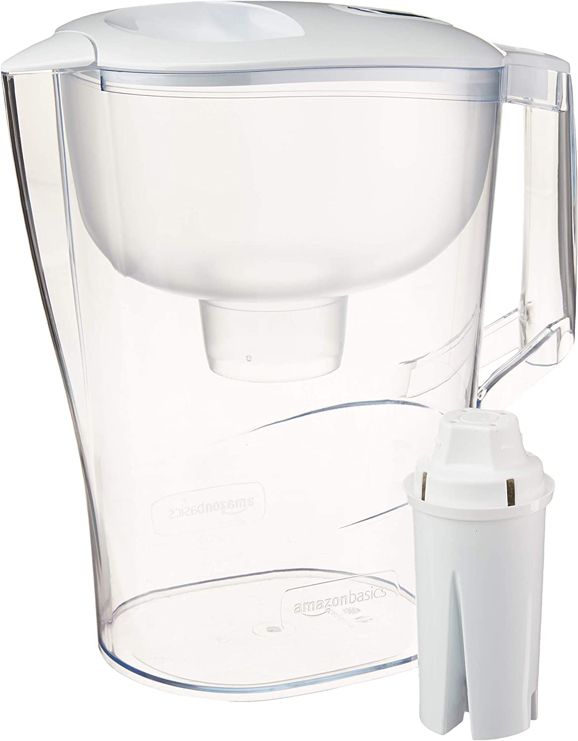 Amazon Basics 10-Cup Water Pitcher with Filter, Compatible with Brita, 1 Pack, White