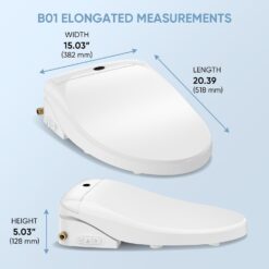 LEIVI Electric Bidet Smart Toilet Seat with Dual Control Mode, Adjustable Warm Water and Air Dryer, Ultra Slim Heated Toilet Seat