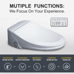 ZMJH Bidet Toilet Seat, Electric Smart Heated Seat with Slow Closes, Vortex Wash, White, A102S-W (Elongated)