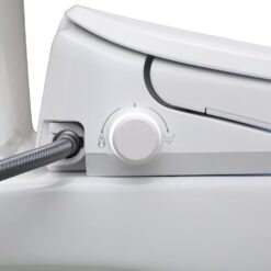 ALPHA BIDET UX Pearl Bidet Toilet Seat in Elongated White, Ultra Low Profile, Endless Warm Water, Arced Stainless Steel Nozzle