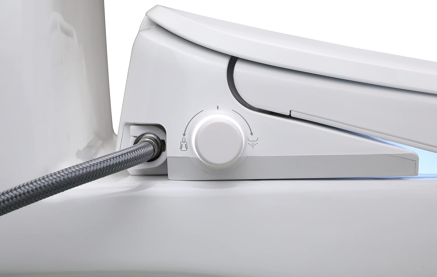ALPHA BIDET UX Pearl Bidet Toilet Seat in Elongated White, Ultra Low Profile, Endless Warm Water, Arced Stainless Steel Nozzle