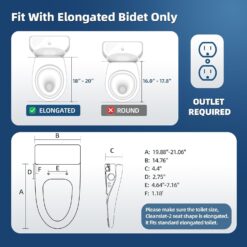SmartWhale Electric Bidet Toilet Seat, Heated Toilet Seat Elongated with Instant Warm Water & Dryer, Feminine & Front Rear Wash