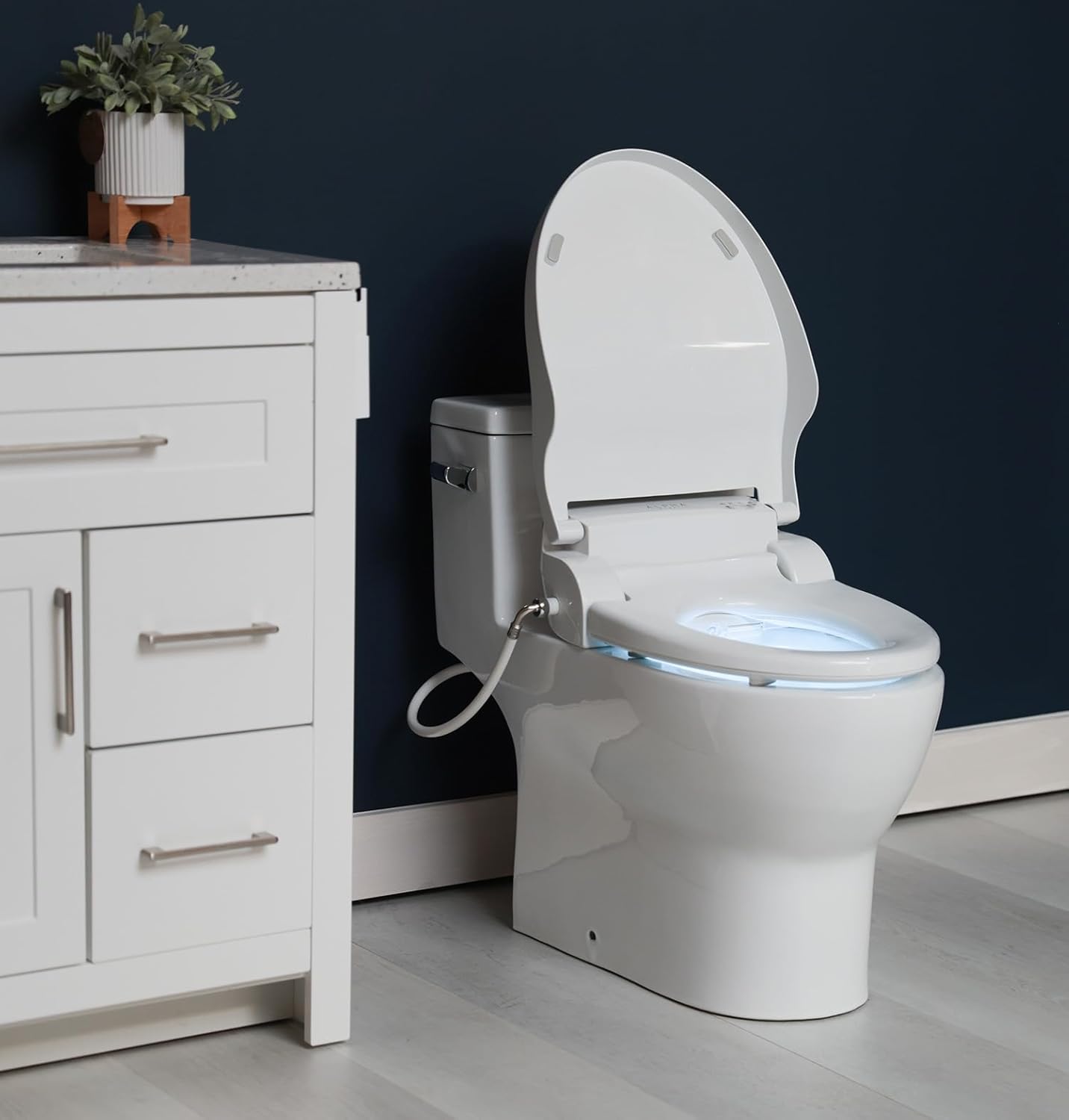 ALPHA BIDET JX2 Elongated Bidet Toilet Seat, White, Endless Warm Water