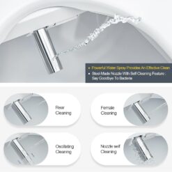 ZMJH Bidet Toilet Seat, Electric Smart Heated Seat with Slow Closes, Vortex Wash, White, A102S-W (Elongated)