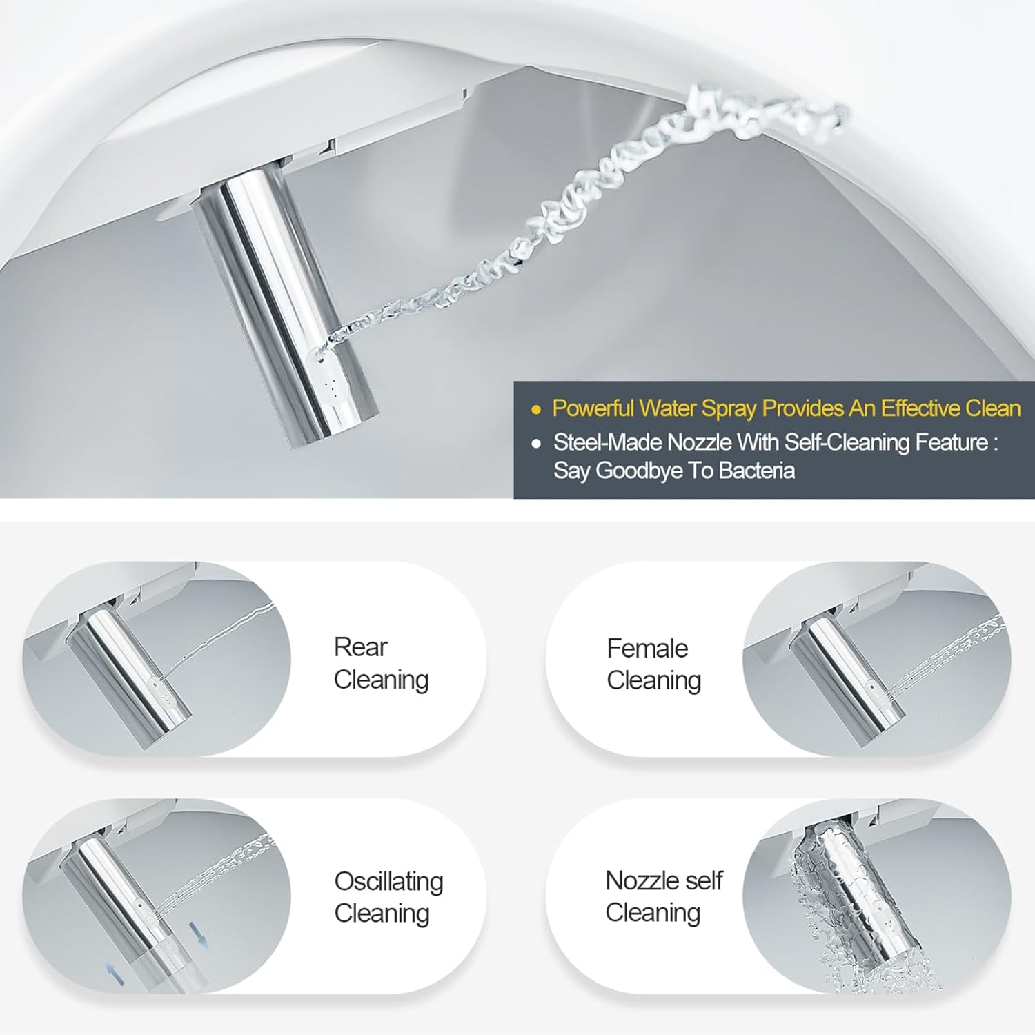 ZMJH Bidet Toilet Seat, Electric Smart Heated Seat with Slow Closes, Vortex Wash, White, A102S-W (Elongated)