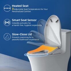 SmartWhale Electric Bidet Toilet Seat, Heated Toilet Seat Elongated with Instant Warm Water & Dryer, Feminine & Front Rear Wash