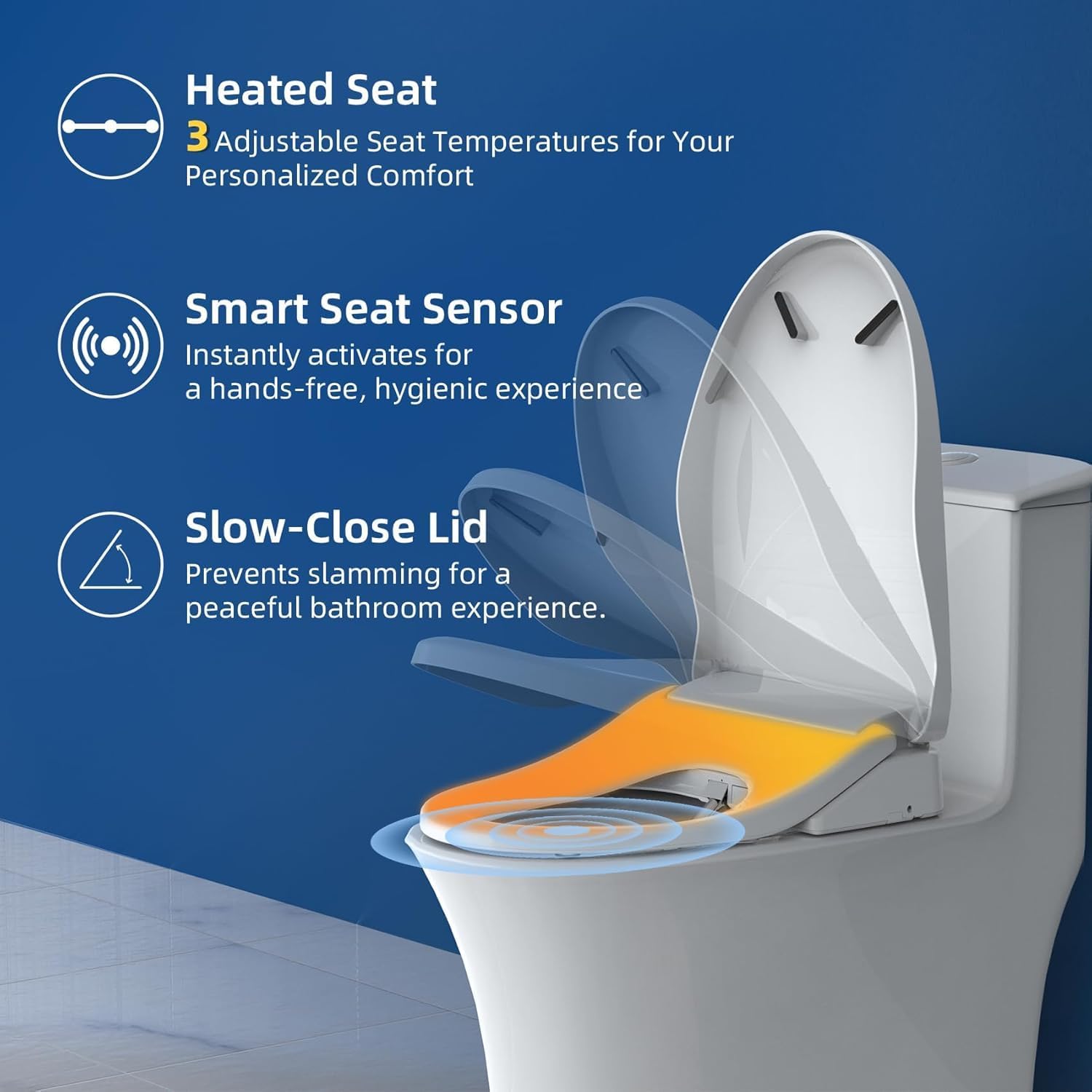 SmartWhale Electric Bidet Toilet Seat, Heated Toilet Seat Elongated with Instant Warm Water & Dryer, Feminine & Front Rear Wash