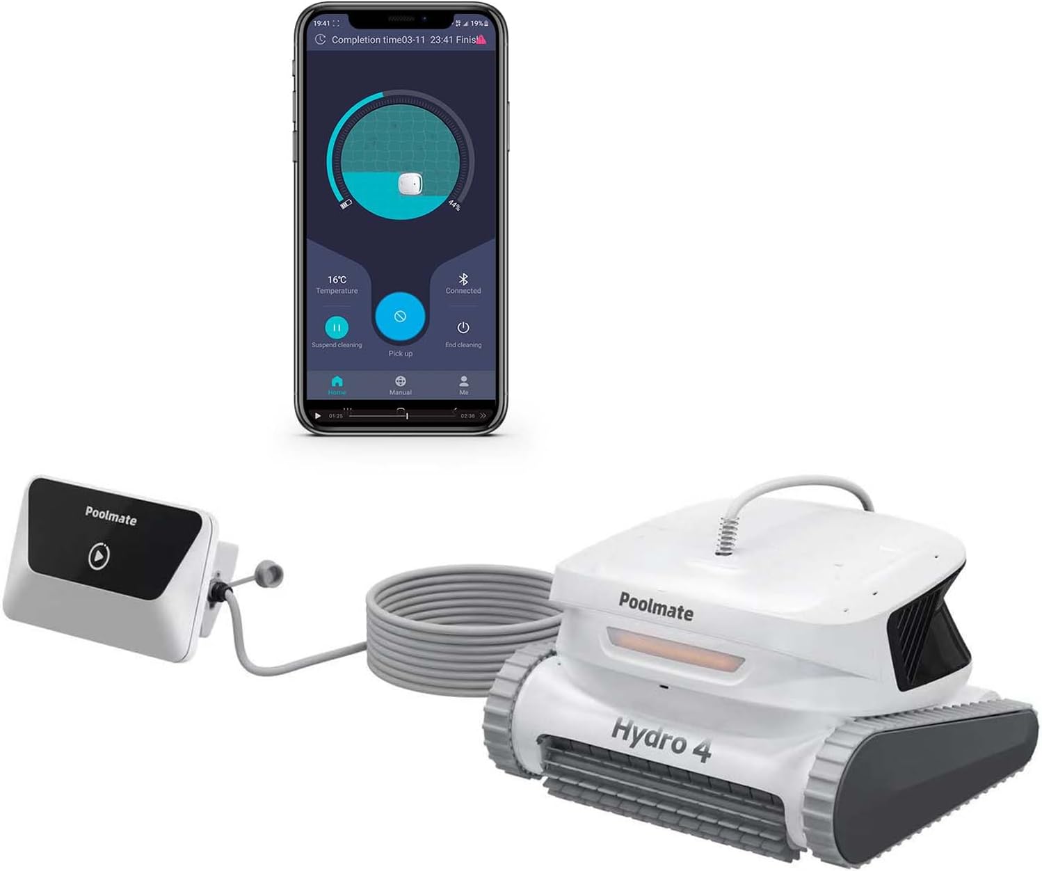 Hydro 4 Pool Robot, Pool Vacuum for Inground and Aboveground Pools, Floor, Wall and Waterline Cleaning and Scrubbing, 50' Cord