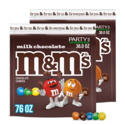 M&M'S Milk Chocolate Candy, Chocolate Candy Bulk, Party Size 38 oz Bag, Pack of 2