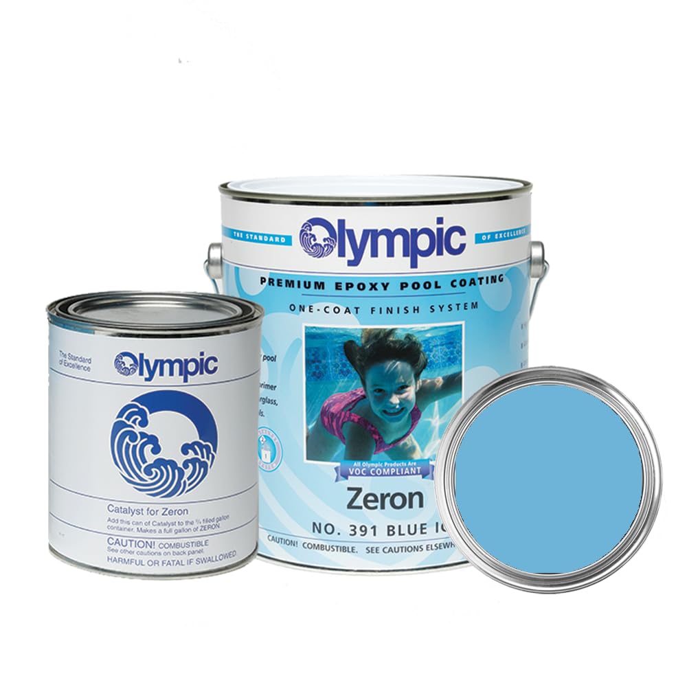 Olympic Pool Paint - Zeron - Blue Ice - 1 Gallon - two-part epoxy swimming pool paint - one-coat for plaster