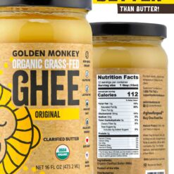 Organic Ghee Butter Grass Fed Clarified – 16 Oz Ghee Butter – Unsalted Butter Certified Organic Ghee Oil