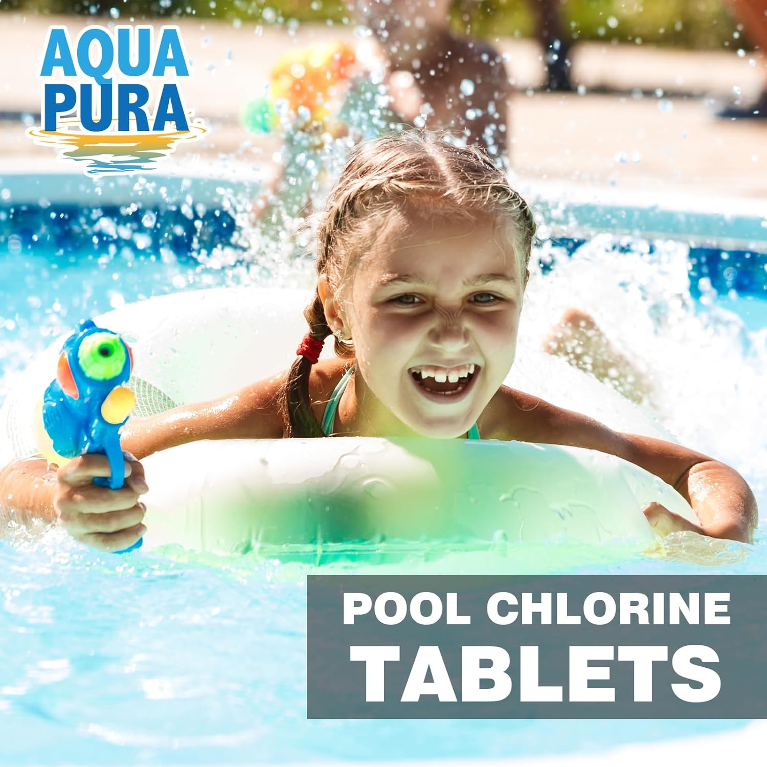 Aqua Pura Chlorine Tablets for Swimming Pool,3" Pool Supplies, Individually Wrapped Stabilized Chlorine Tablets, Long-Lasting, 25 LB