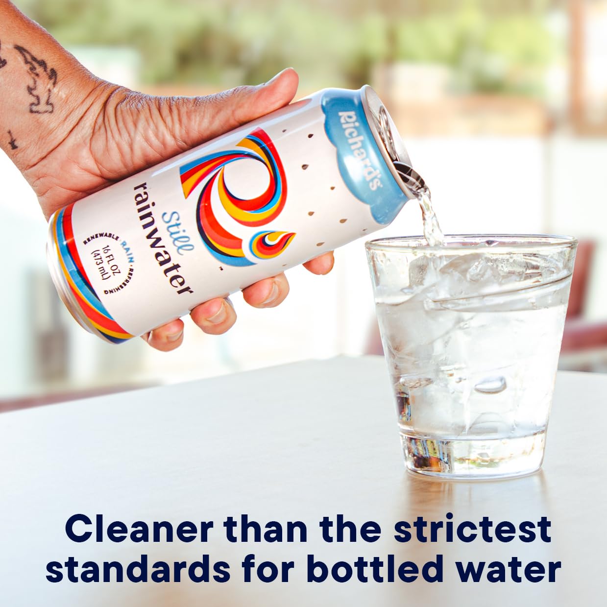 Richard's Rainwater Still Canned Water, 100% Rain, Naturally Purified Drinking Water (16 fl oz Aluminum Cans, Pack of 12)