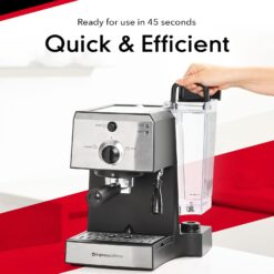 EspressoWorks All-In-One Espresso Machine with Milk Frother 7 Piece Set - Latte Maker Includes Grinder - Coffee Gifts (Stainless Steel)