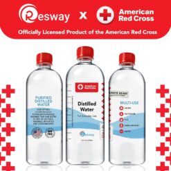 Resway American Red Cross Distilled Water 16.9 fl.oz., General Multi-Use, Purified Distilled Water for Drinking, Baby Formula,12 Pack