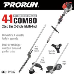PRORUN 4 in 1 Combo Unit (PPCK2) 25.4cc Gas-Powered 2-Cycle Attachment Capable Powerhead
