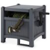 Suncast Hideaway Garden Hose Reel, Holds 100' of 5/8" Standard Vinyl Hose, Cyberspace Grey